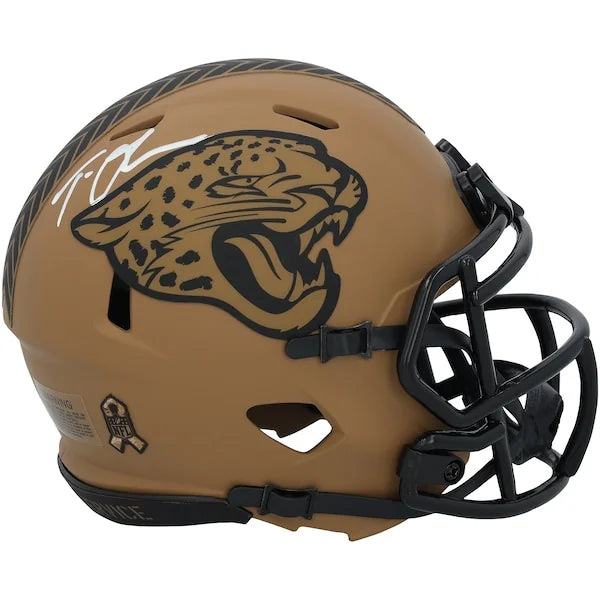 Trevor Lawrence Jacksonville Jaguars Autographed Riddell 2023 Salute To Service Speed Mini Helmet - F2