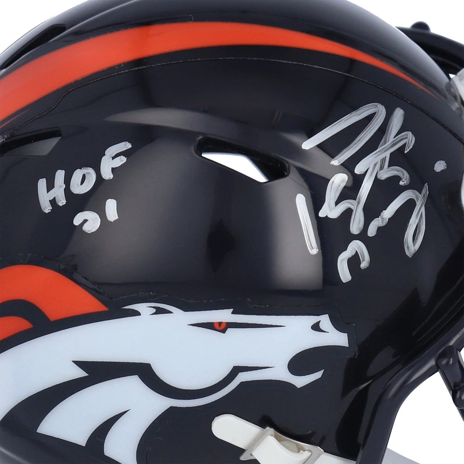 Peyton Manning Signed Denver Broncos Mini Helmet | HOF 21 Inscription