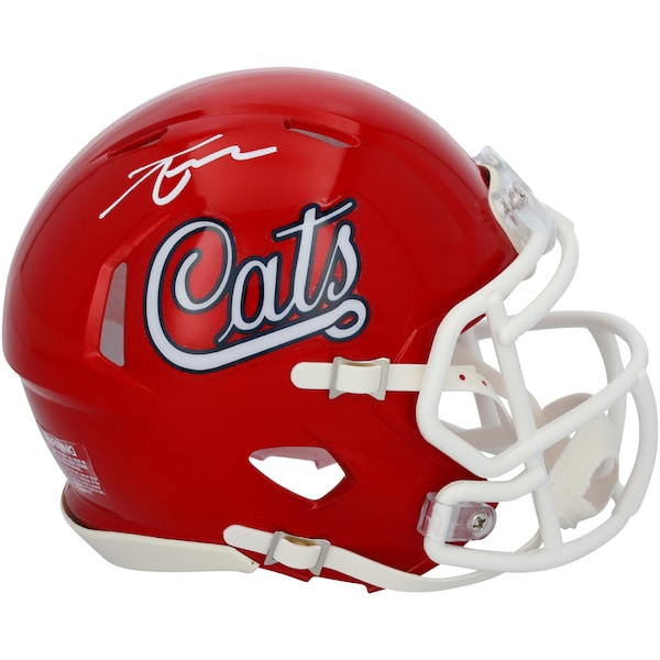 Tetairoa McMillan Arizona Wildcats Autographed Fanatics Authentic Riddell Red Cats Speed Mini Helmet