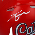 Tetairoa McMillan Arizona Wildcats Autographed Fanatics Authentic Riddell Red Cats Speed Mini Helmet