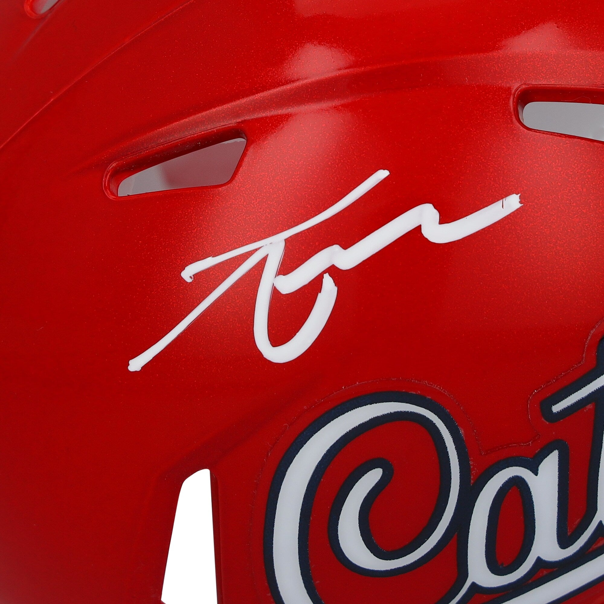 Tetairoa McMillan Arizona Wildcats Autographed Fanatics Authentic Riddell Red Cats Speed Mini Helmet