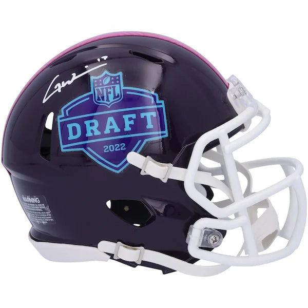 Garrett Wilson Signed Jets 2022 NFL Draft Mini Helmet Authenticated