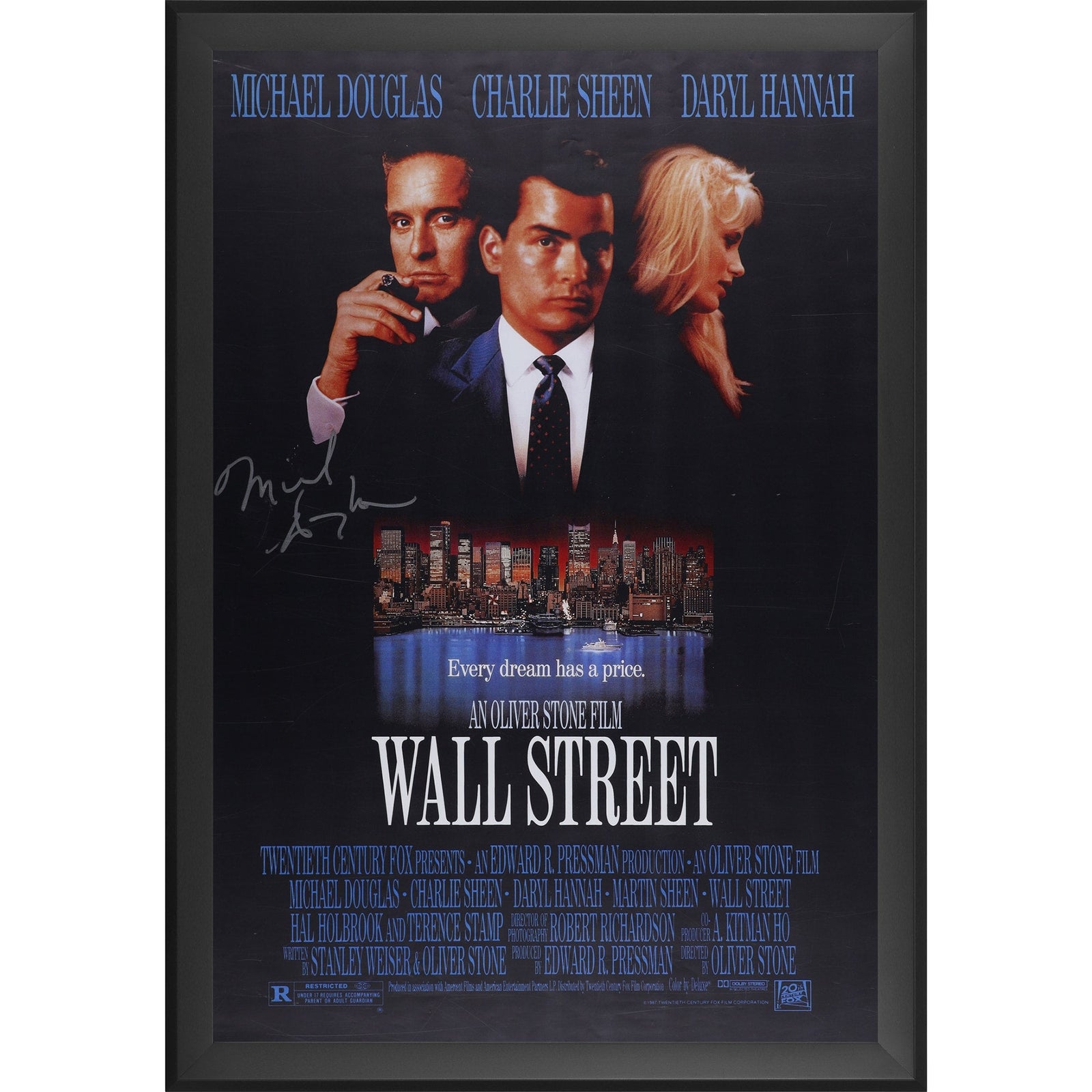 Michael Douglas Wall Street Autographed Fanatics Authentic Framed 27" x 40" Movie Poster - The Ballers Bank