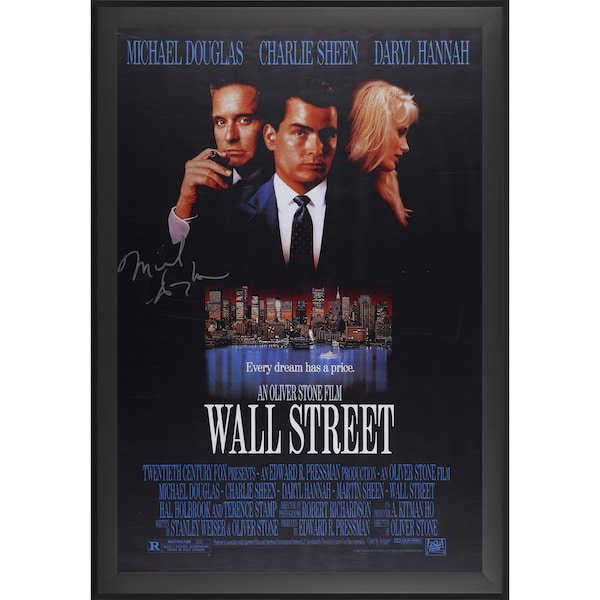 Michael Douglas Wall Street Autographed Fanatics Authentic Framed 27" x 40" Movie Poster - The Ballers Bank
