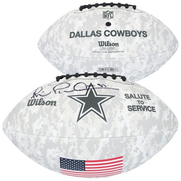 Michael Irvin Dallas Cowboys Autographed Fanatics Authentic 2024 Salute To Service Wilson Football - The Ballers Bank
