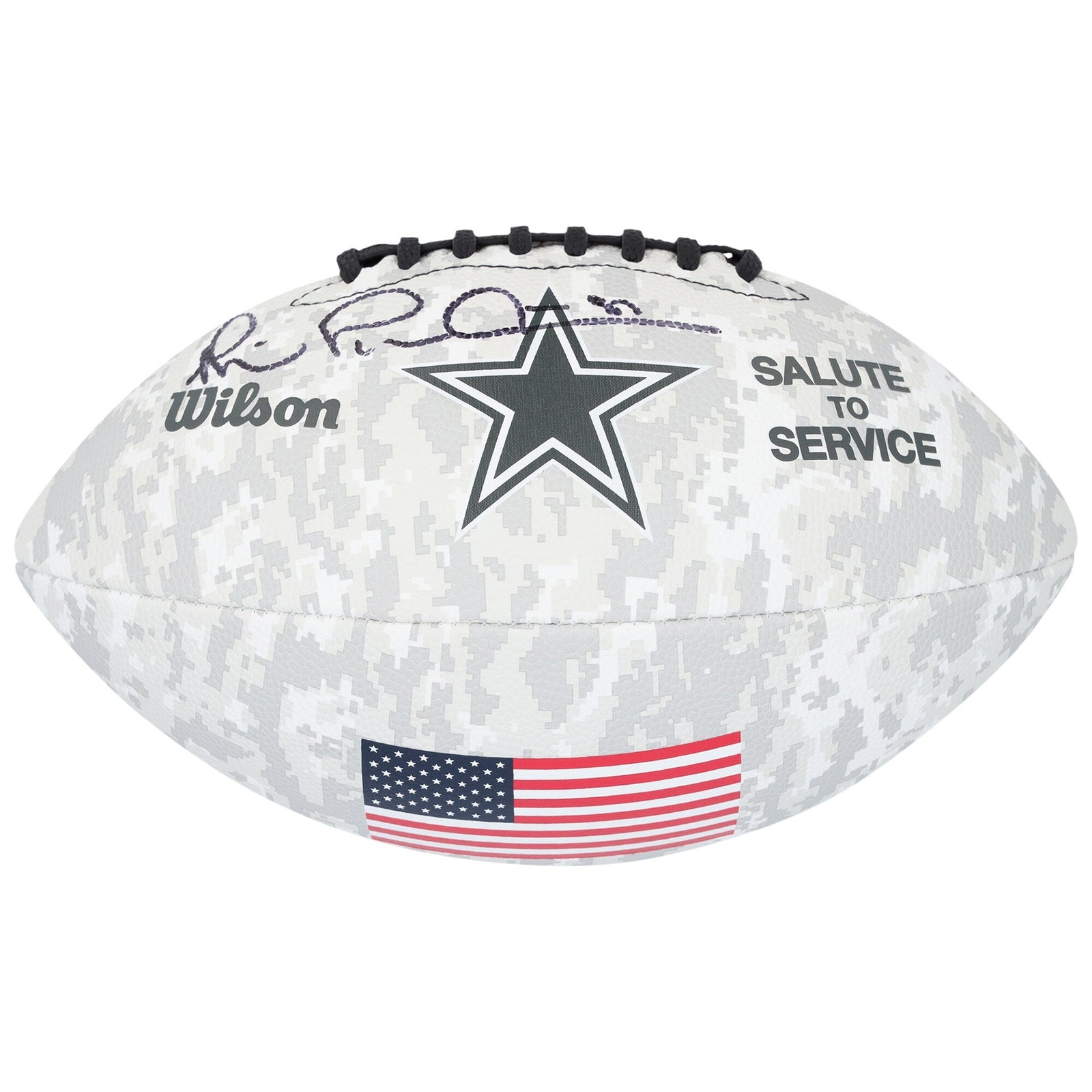 Michael Irvin Dallas Cowboys Autographed Fanatics Authentic 2024 Salute To Service Wilson Football - The Ballers Bank