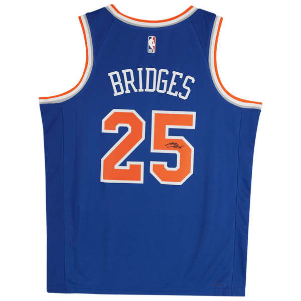 Mikal Bridges New York Knicks Autographed Fanatics Authentic Nike Blue Icon Edition Swingman Jersey - The Ballers Bank