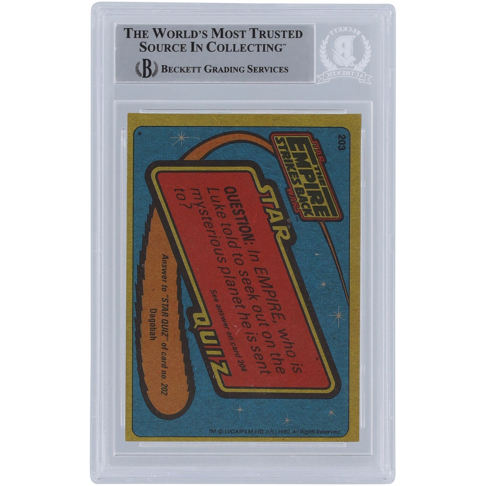 Mike Edmonds Star Wars Autographed 1980 Topps The Empire Strikes Back 203 BGS Authenticated Card - The Ballers Bank