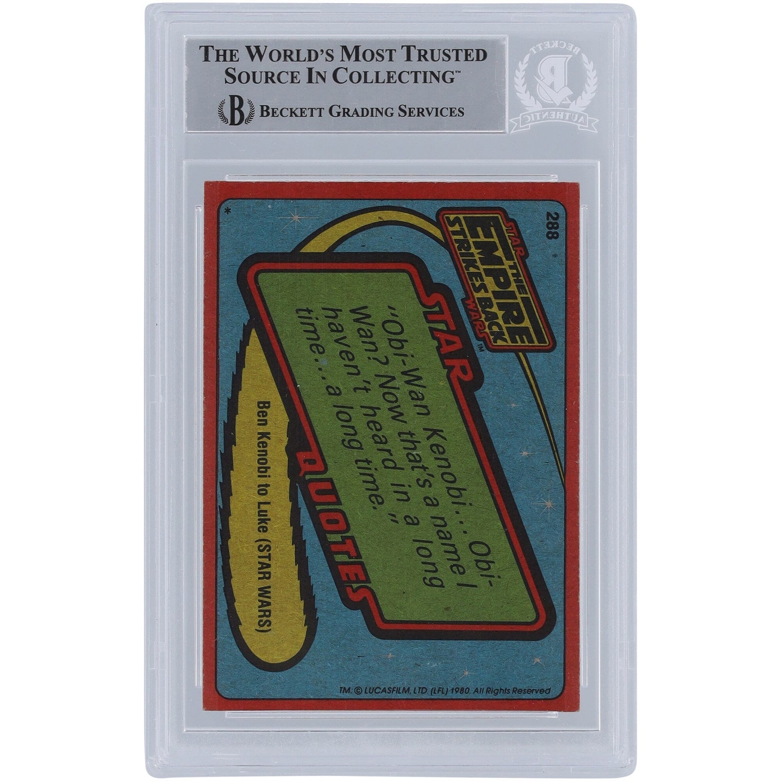 Mike Edmonds Star Wars Autographed 1980 Topps The Empire Strikes Back 288 BGS Authenticated Card - The Ballers Bank