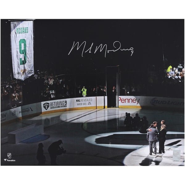 Mike Modano Dallas Stars Autographed Fanatics Authentic 16" x 20" Jersey Retirement Night Photograph - The Ballers Bank