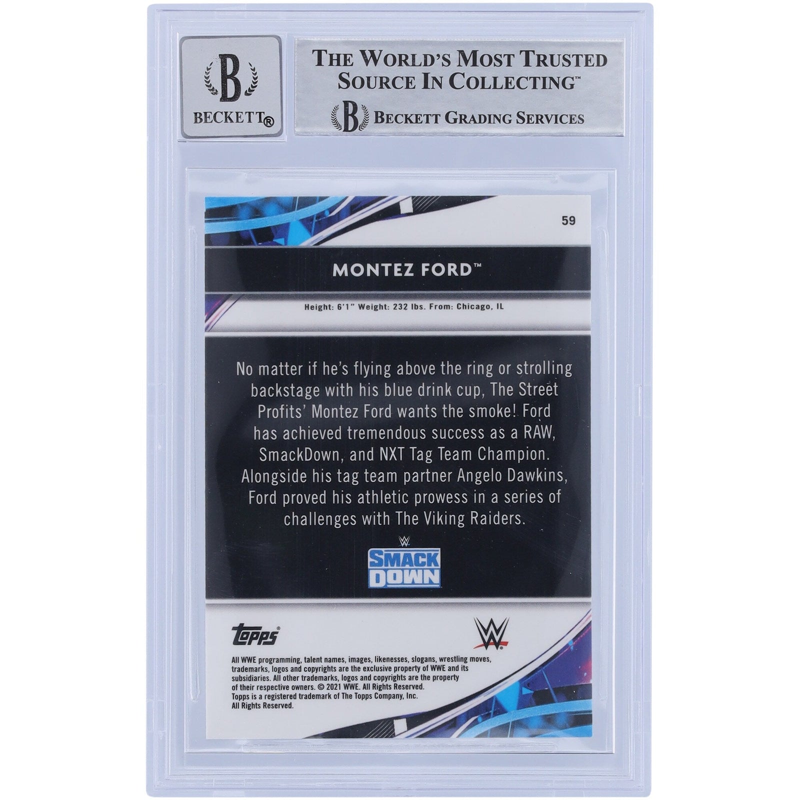 Montez Ford WWE Autographed 2021 Topps Finest 59 Beckett Fanatics Witnessed Authenticated 10 Card - The Ballers Bank
