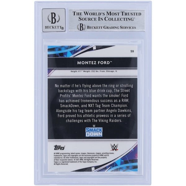 Montez Ford WWE Autographed 2021 Topps Finest 59 Beckett Fanatics Witnessed Authenticated 10 Card - The Ballers Bank