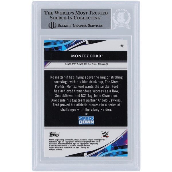 Montez Ford WWE Autographed 2021 Topps Finest 59 Beckett Fanatics Witnessed Authenticated Card - The Ballers Bank