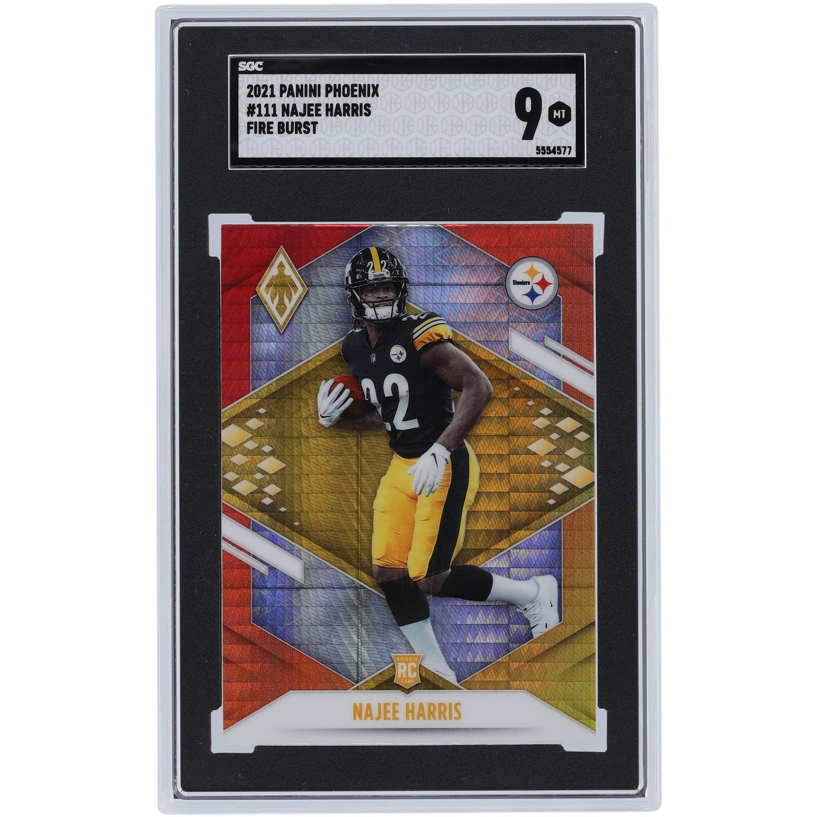 Najee Harris Pittsburgh Steelers 2021 Panini Phoenix Fire Burst 111 SGC Authenticated 9 Rookie Card - The Ballers Bank