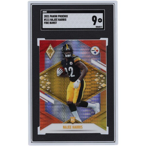 Najee Harris Pittsburgh Steelers 2021 Panini Phoenix Fire Burst 111 SGC Authenticated 9 Rookie Card - The Ballers Bank