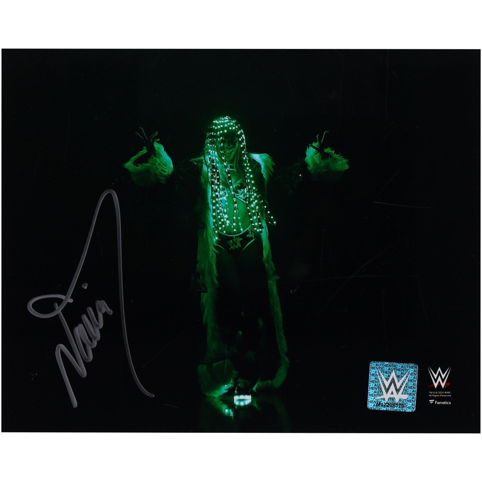 Naomi WWE Autographed Fanatics Authentic 8" x 10" Green Glow Entrance Photograph - The Ballers Bank