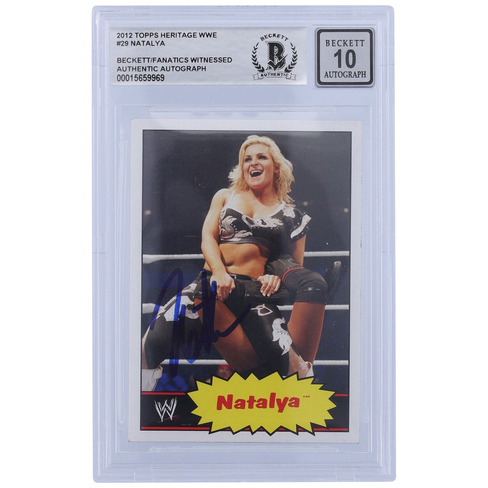 Natalya WWE Autographed 2012 Topps Heritage 29 Beckett Fanatics Witnessed Authenticated 10 Card - The Ballers Bank