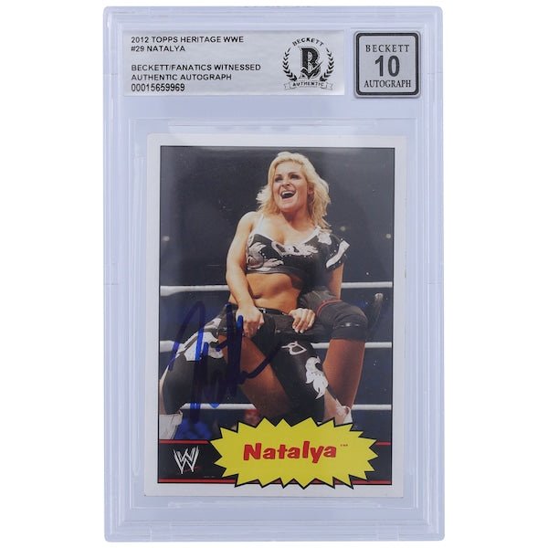 Natalya WWE Autographed 2012 Topps Heritage 29 Beckett Fanatics Witnessed Authenticated 10 Card - The Ballers Bank