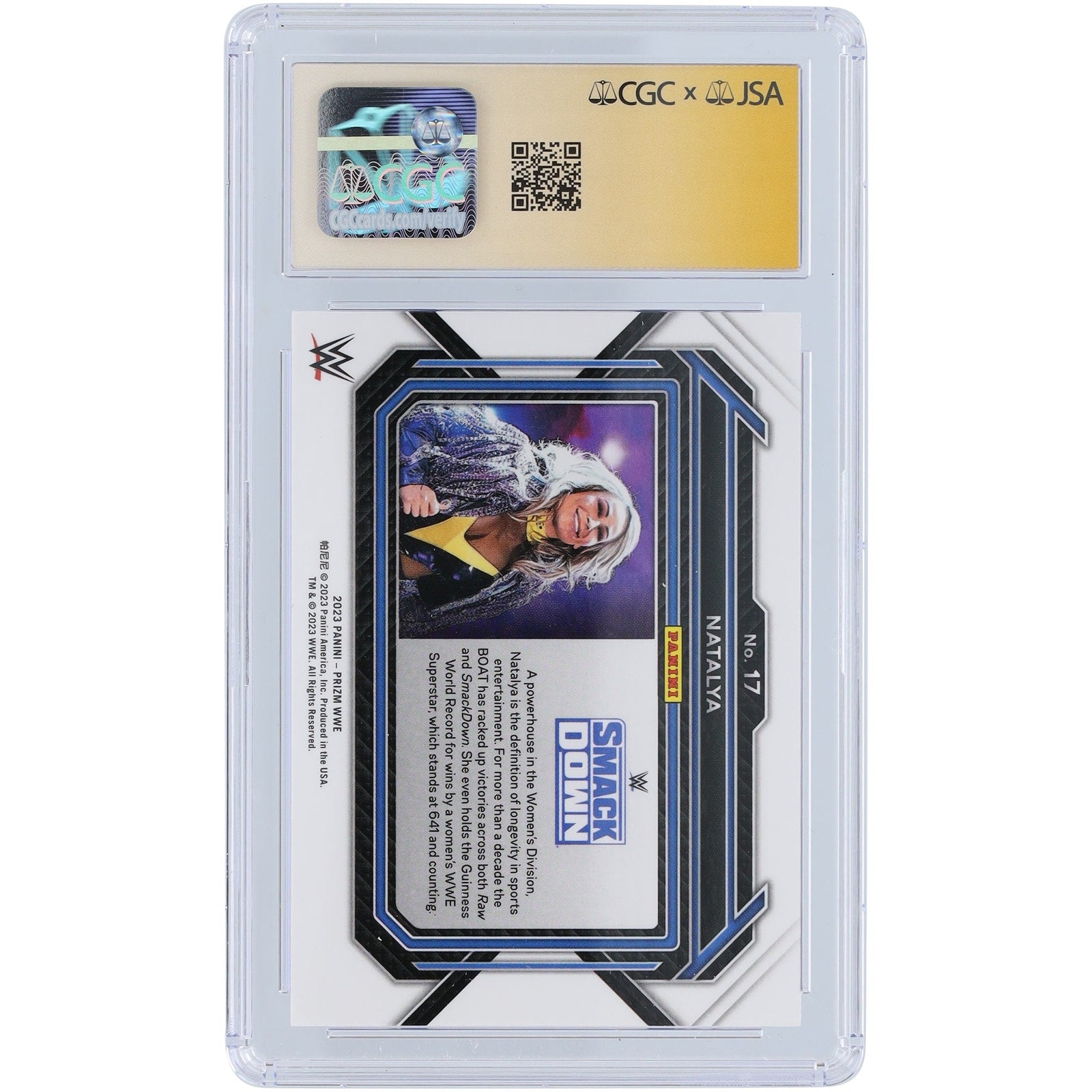 Natalya WWE Autographed 2023 Panini Prizm 17 CGC Fanatics Witnessed Authenticated Card - The Ballers Bank