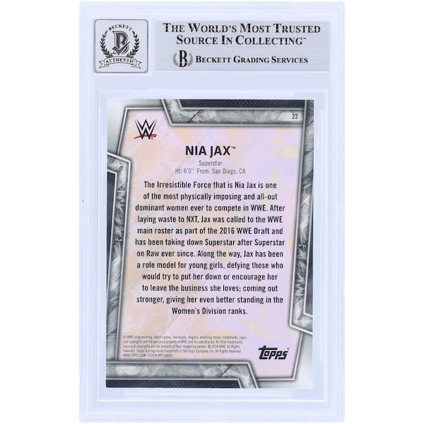 Nia Jax WWE Autographed 2018 Topps 22 Beckett Fanatics Witnessed Authenticated 10 Card - The Ballers Bank