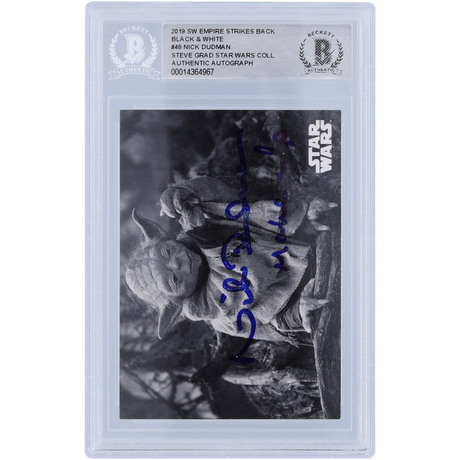 Nick Dudman Star Wars Autographed 2019 Topps 48 BAS Authenticated Card with "Make Up" Inscription - The Ballers Bank