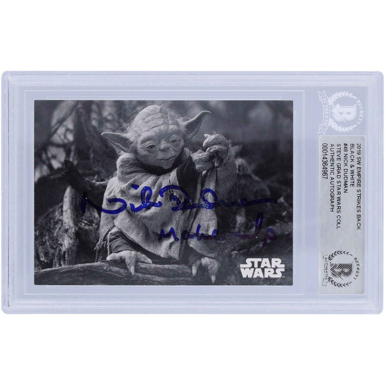 Nick Dudman Star Wars Autographed 2019 Topps 48 BAS Authenticated Card with "Make Up" Inscription - The Ballers Bank