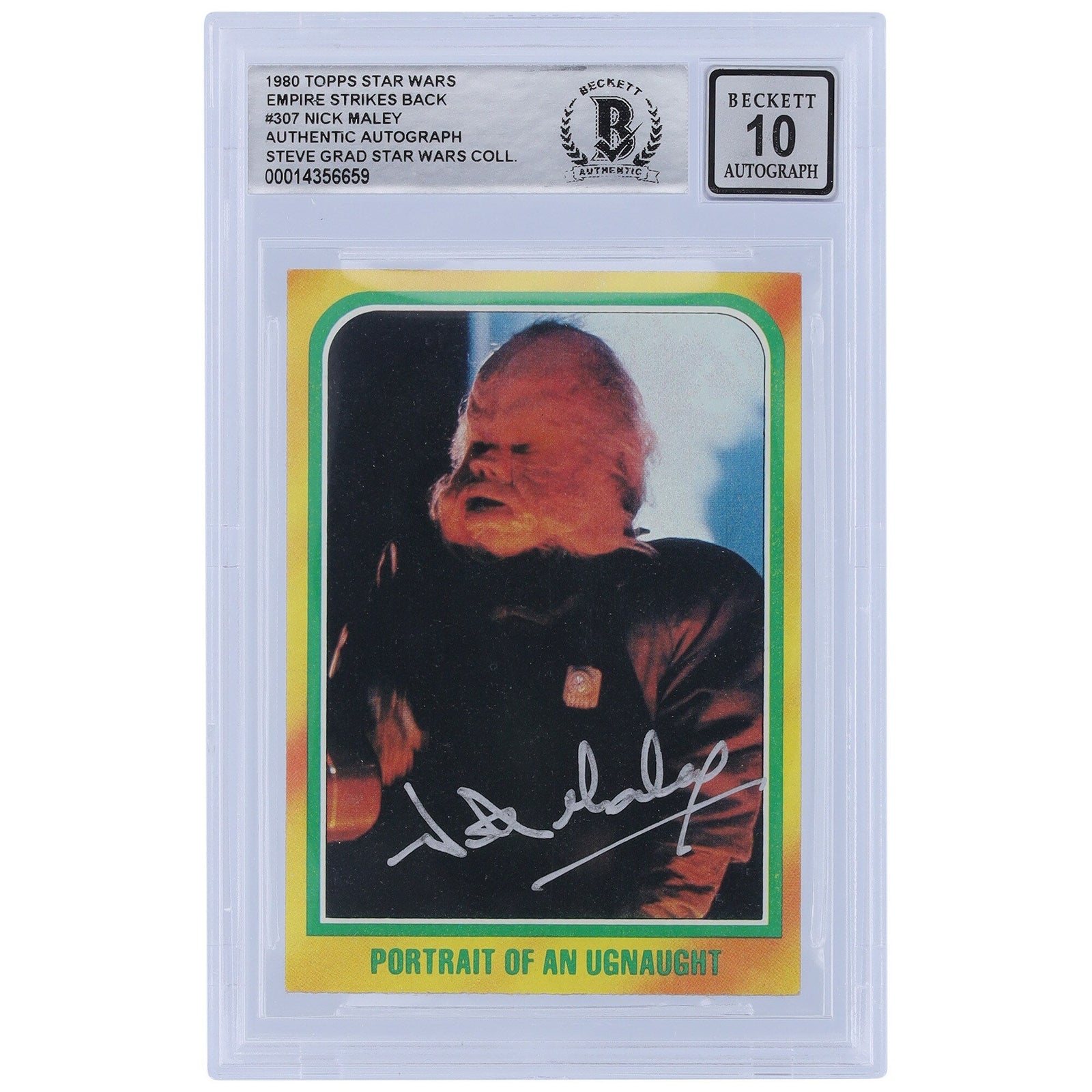 Nick Maley Star Wars Autographed 1980 Topps The Empire Strikes Back 307 BGS Authenticated 10 Card - The Ballers Bank