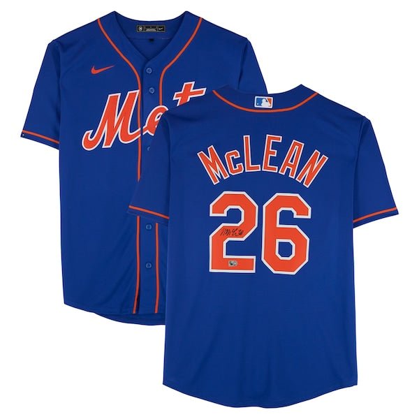 Nolan McLean New York Mets Autographed Fanatics Authentic Royal Nike Replica Jersey - The Ballers Bank