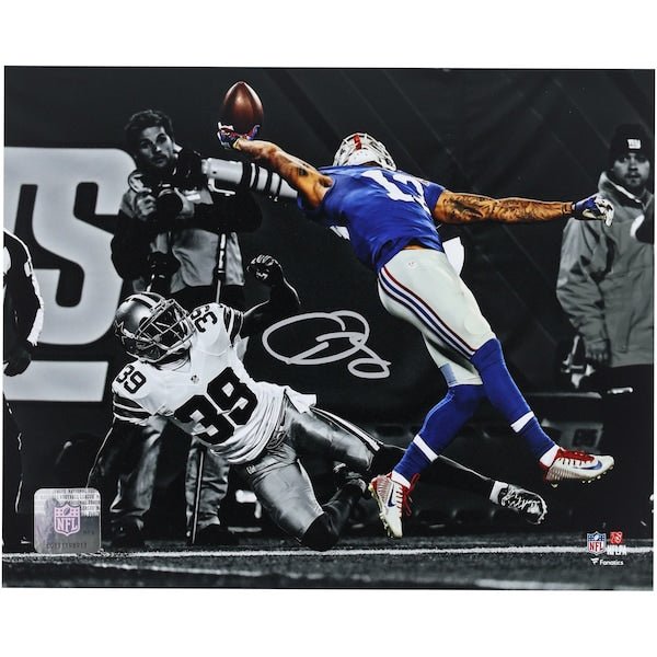 Odell Beckham Jr. New York Giants Autographed Fanatics Authentic 8" x 10" One - Handed Catch Spotlight Photograph - The Ballers Bank
