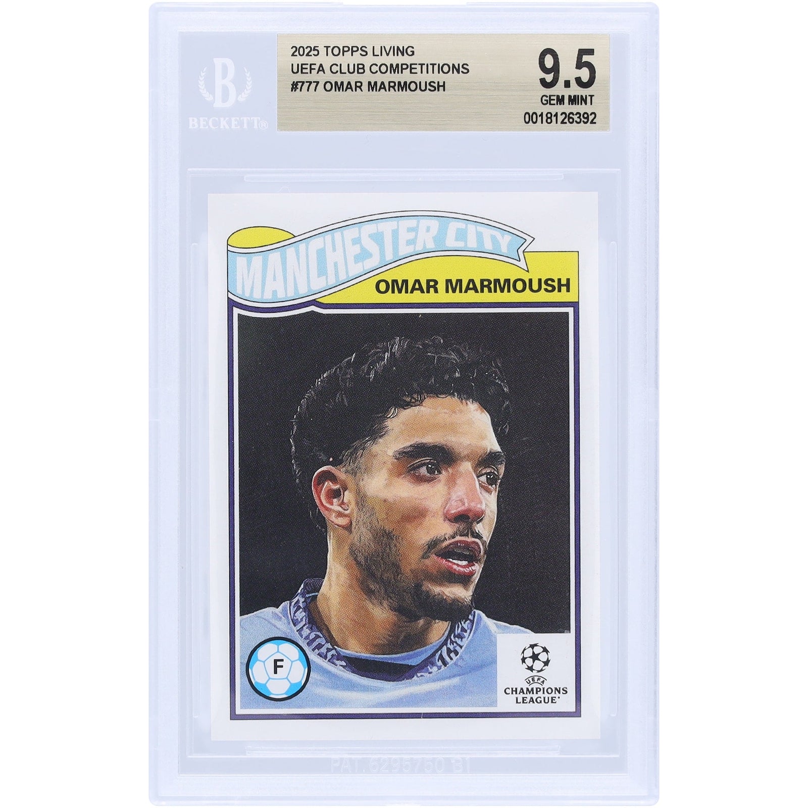 Omar Marmoush Manchester City 2025 Topps Living 777 BGS Authenticated 9.5 Card - The Ballers Bank