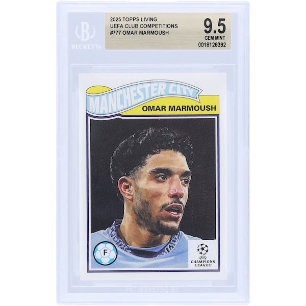 Omar Marmoush Manchester City 2025 Topps Living 777 BGS Authenticated 9.5 Card - The Ballers Bank