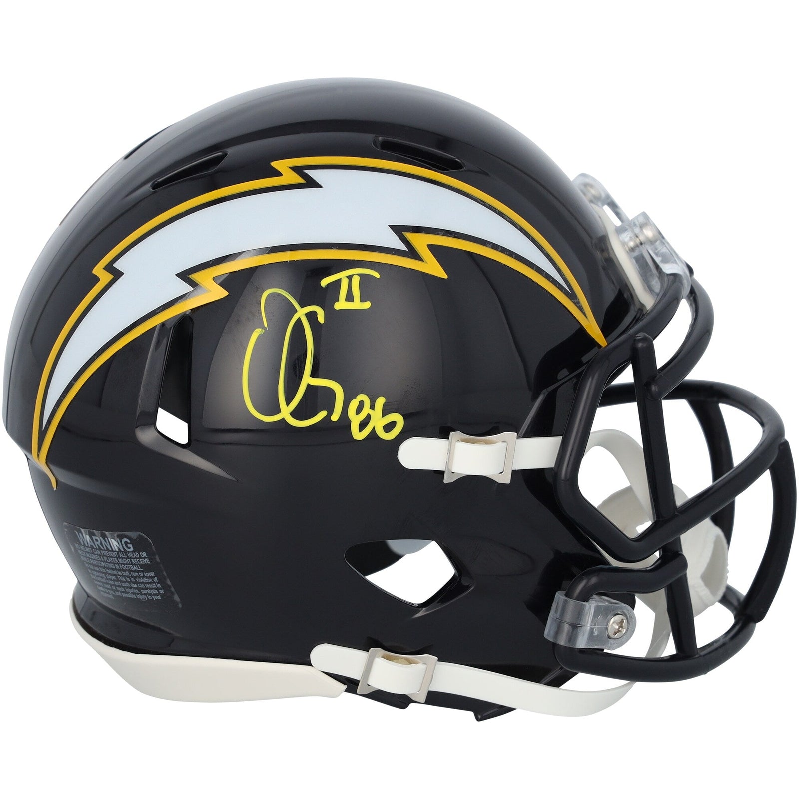 Oronde Gadsden Los Angeles Chargers Autographed Fanatics Authentic Riddell 2025 Alternate Speed Mini Helmet - The Ballers Bank