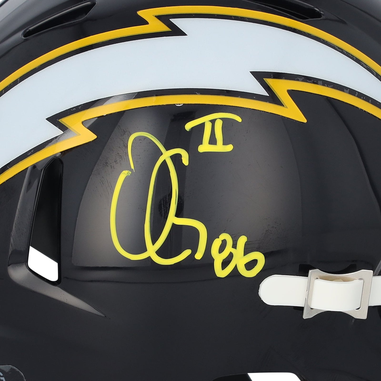 Oronde Gadsden Los Angeles Chargers Autographed Fanatics Authentic Riddell 2025 Alternate Speed Mini Helmet - The Ballers Bank