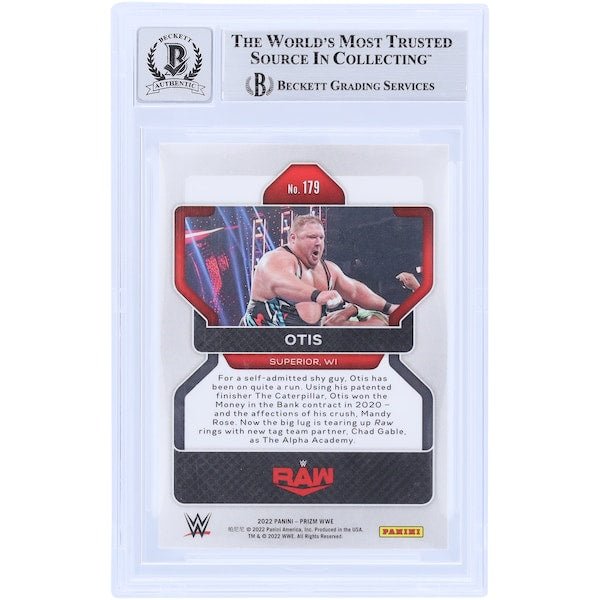 Otis WWE Autographed 2022 Panini Prizm 179 Beckett Fanatics Witnessed Authenticated 10 Card - The Ballers Bank