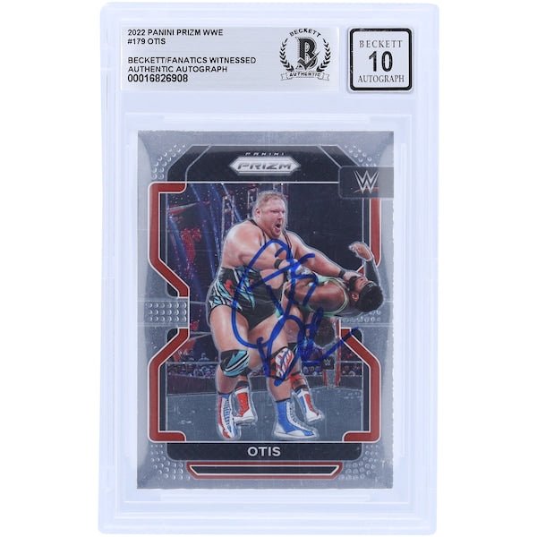 Otis WWE Autographed 2022 Panini Prizm 179 Beckett Fanatics Witnessed Authenticated 10 Card - The Ballers Bank