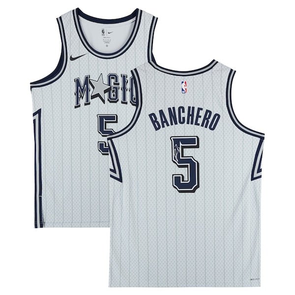 Paolo Banchero Orlando Magic Autographed Fanatics Authentic Silver Nike 2024 - 25 City Edition Swingman Jersey - The Ballers Bank
