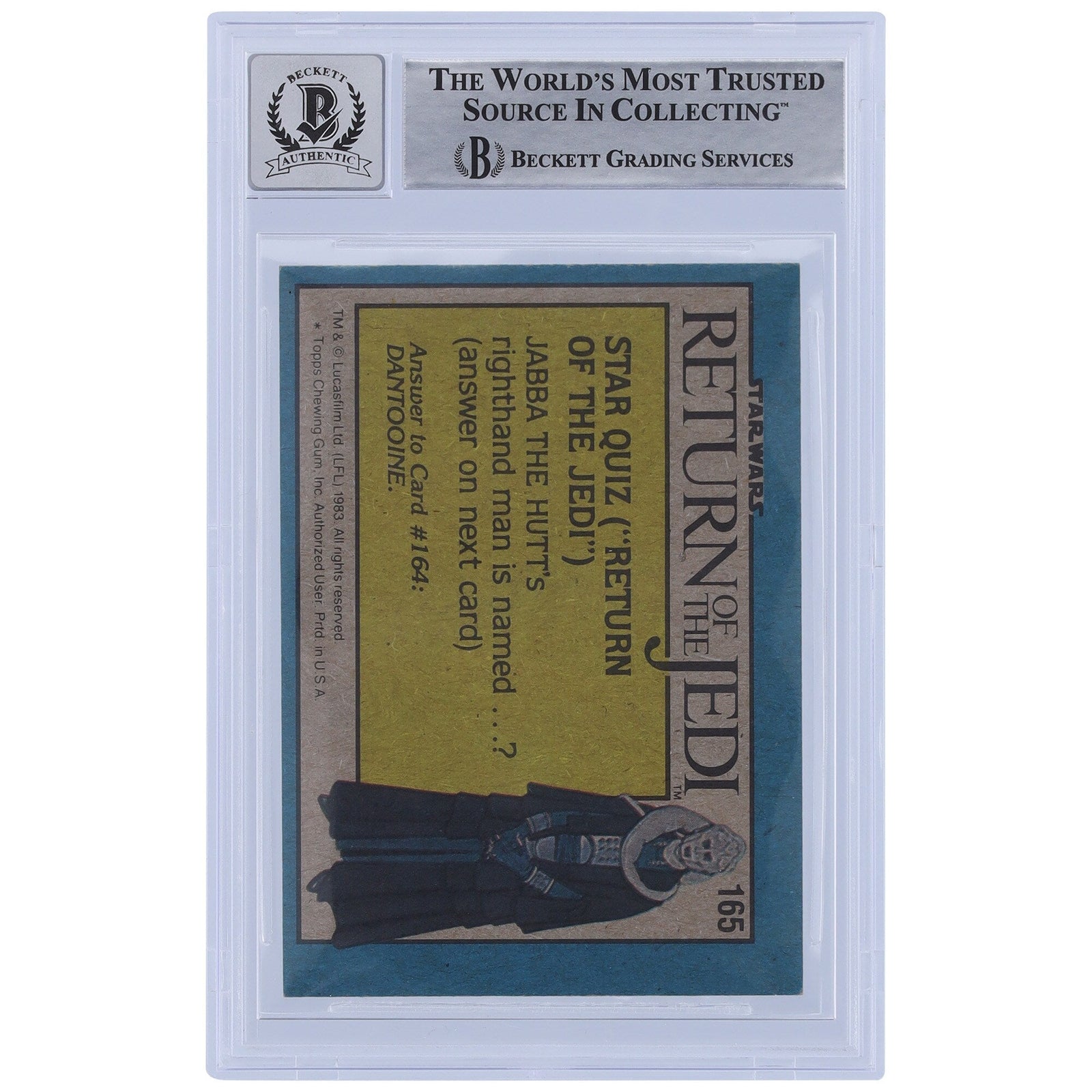 Patricia Blau Star Wars Autographed 1983 Topps Return of the Jedi 165 BGS Authenticated 10 Card - The Ballers Bank