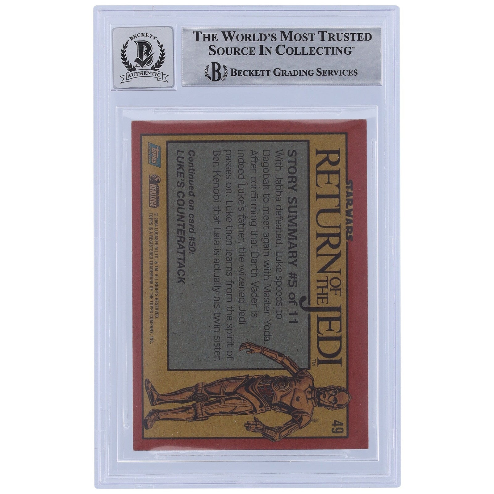 Paul Brooke Star Wars Autographed 2004 Topps Heritage 49 BGS Authenticated 10 Card - The Ballers Bank