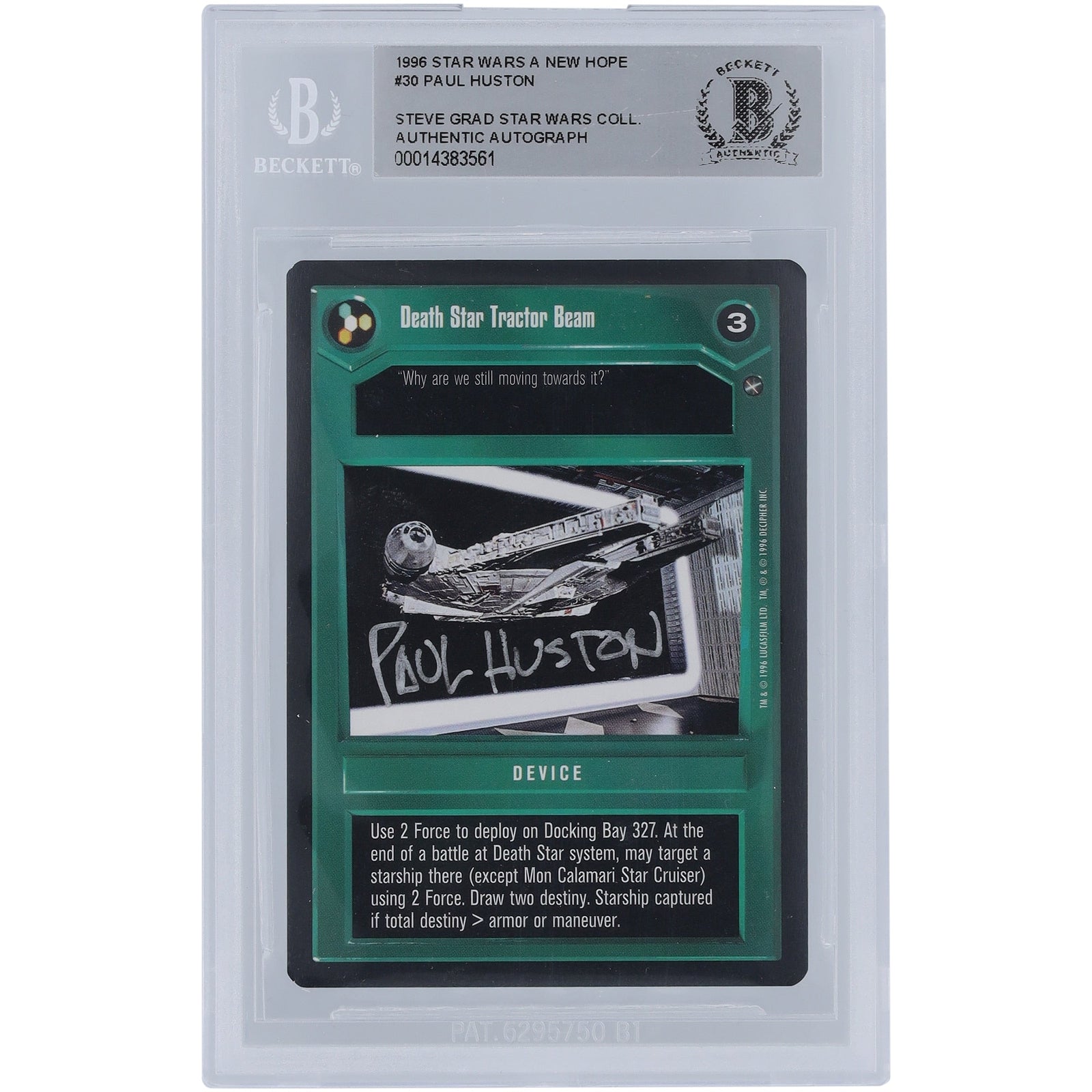 Paul Huston Star Wars Autographed 1996 CCG New Hope 30 BGS Authenticated Card - The Ballers Bank
