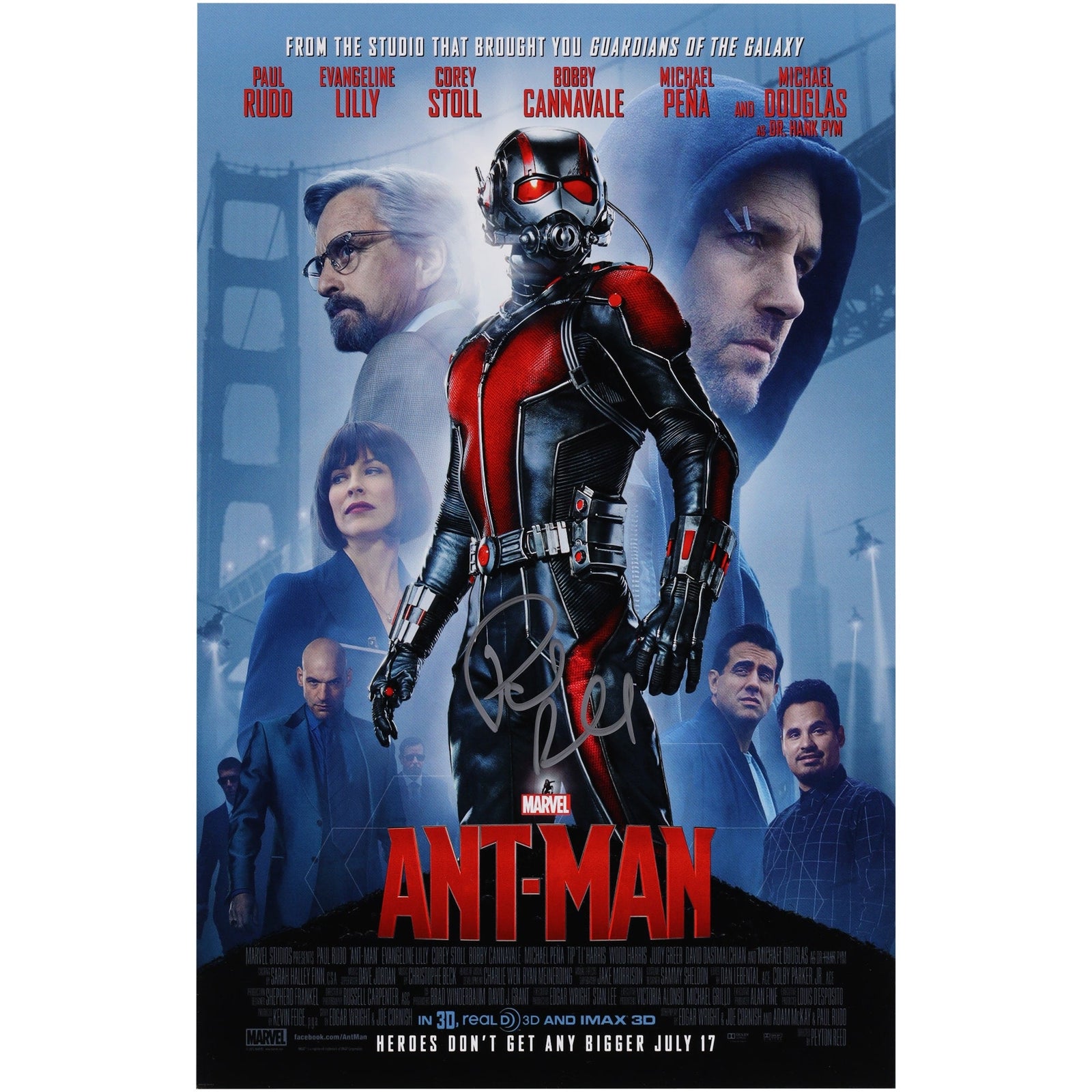 Paul Rudd Ant - Man Autographed Fanatics Authentic 11" x 17" Movie Poster - The Ballers Bank