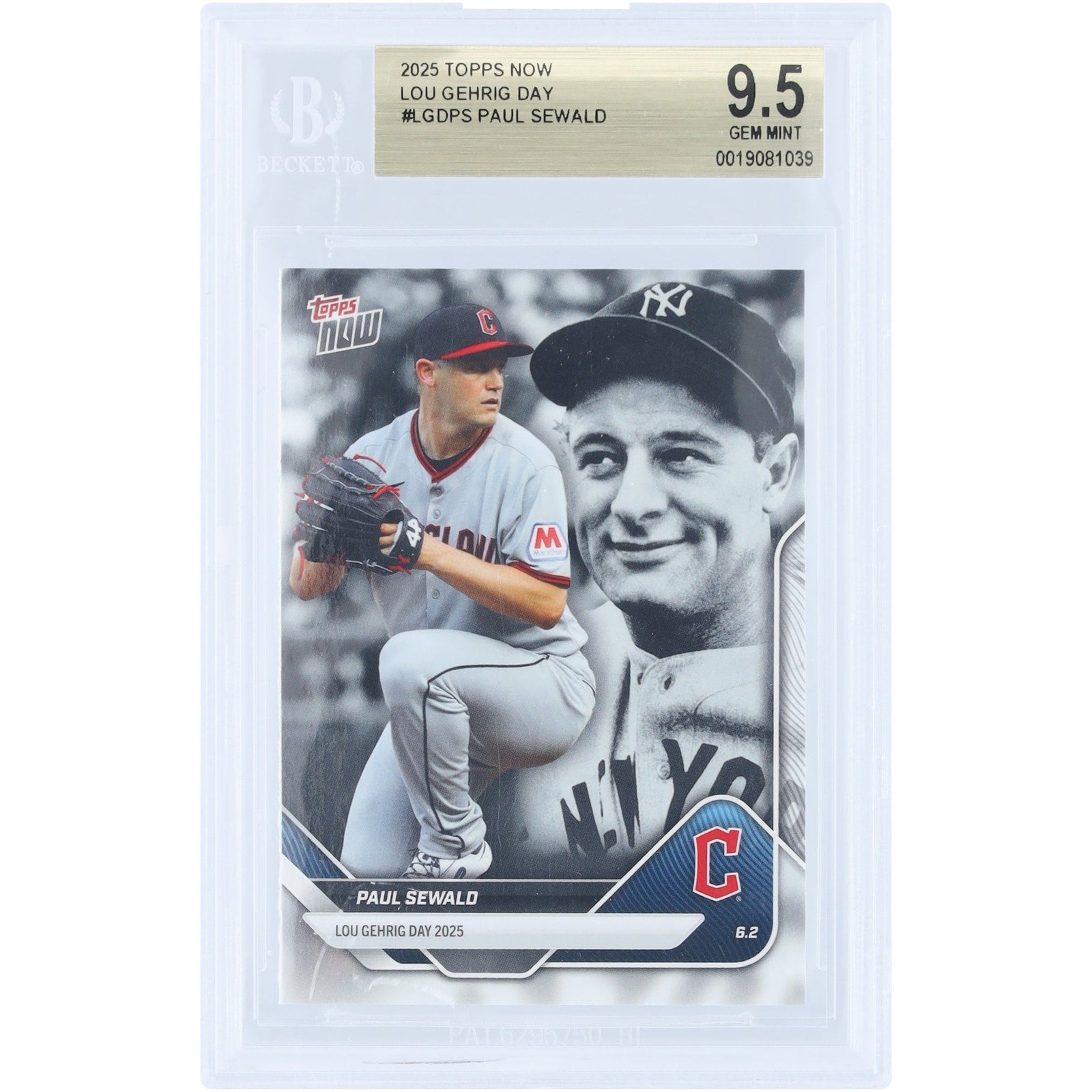 Paul Sewald Cleveland Guardians 2025 Topps Now Lou Gehrig Day LGD - PS BGS Authenticated 9.5 Card - The Ballers Bank