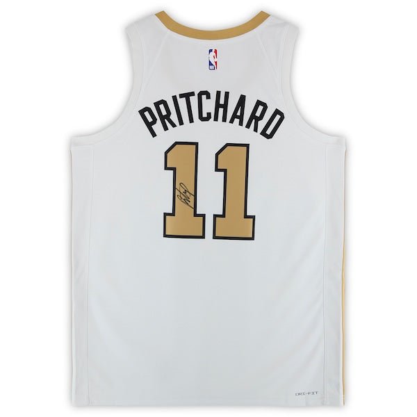Payton Pritchard Boston Celtics Autographed Fanatics Authentic White Nike 2025 - 26 City Edition Swingman Jersey - The Ballers Bank