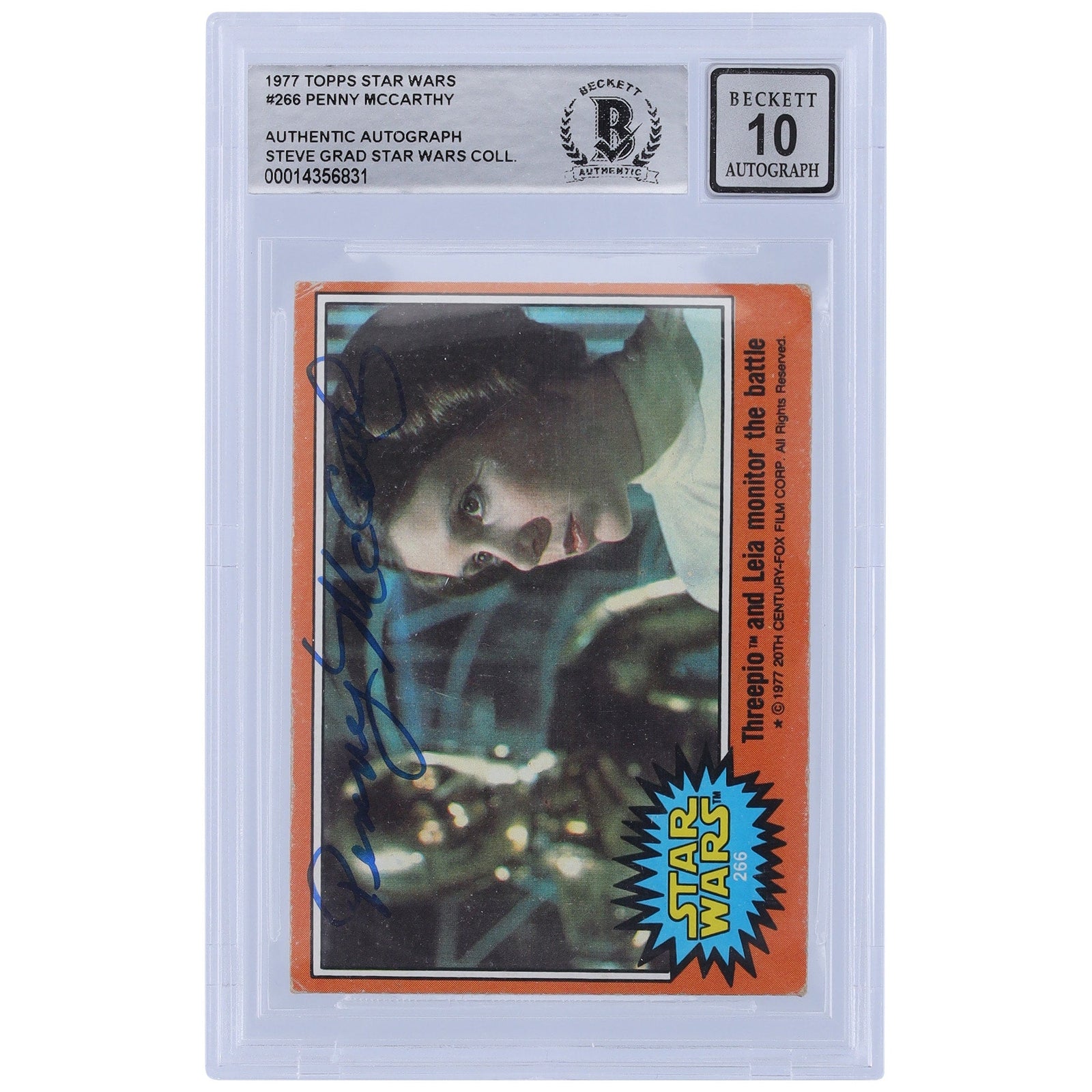 Penny McCarthy Autographed 1977 Topps Star Wars Series 1 266 BGS Authenticated 10 Card - The Ballers Bank