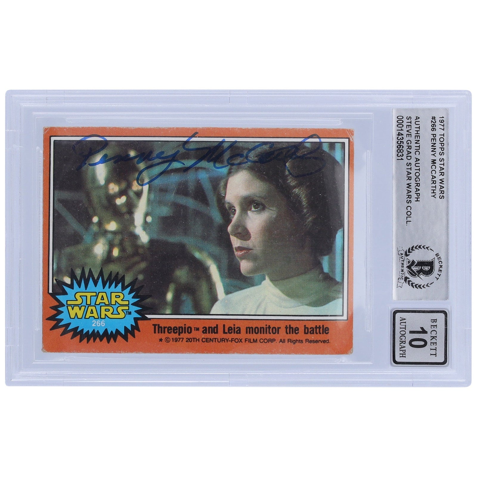 Penny McCarthy Autographed 1977 Topps Star Wars Series 1 266 BGS Authenticated 10 Card - The Ballers Bank