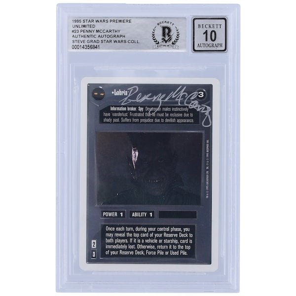 Penny McCarthy Star Wars Autographed 1995 CCG Premiere 23 BGS Authenticated 10 Card - The Ballers Bank