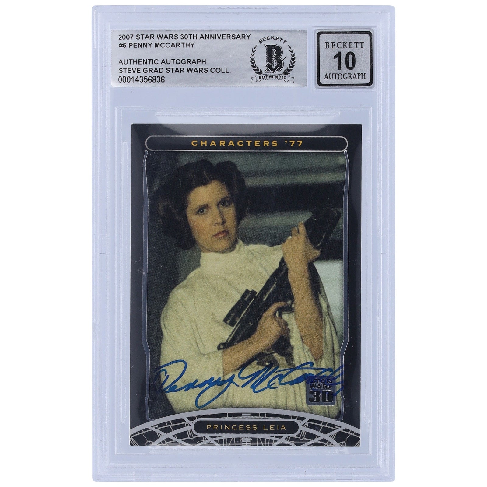 Penny McCarthy Star Wars Autographed 2007 Topps 30th Anniversary 6 BGS Authenticated 10 Card - The Ballers Bank