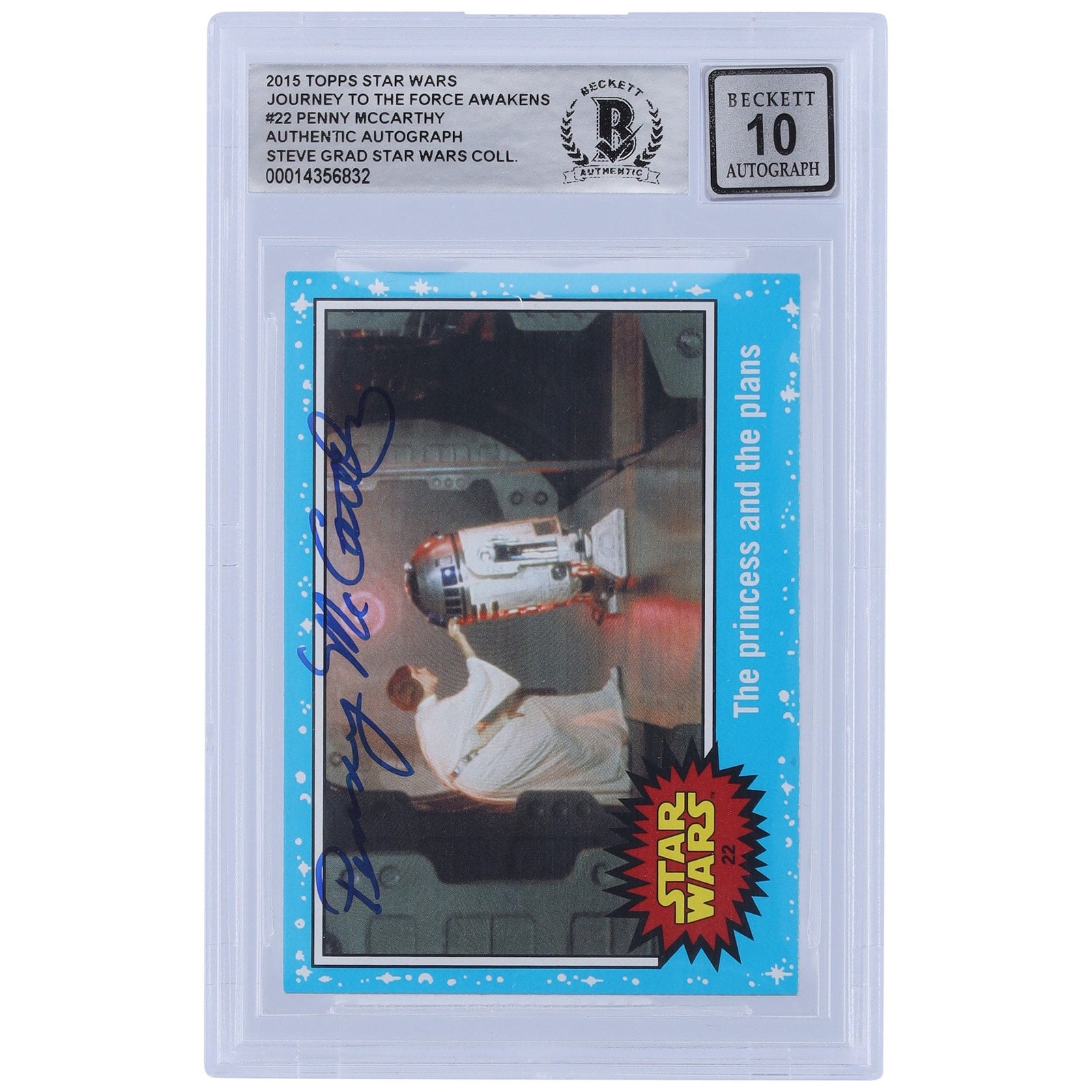 Penny McCarthy Star Wars Autographed 2015 Topps Journey To The Force Awakens 22 BGS Authenticated 10 Card - The Ballers Bank