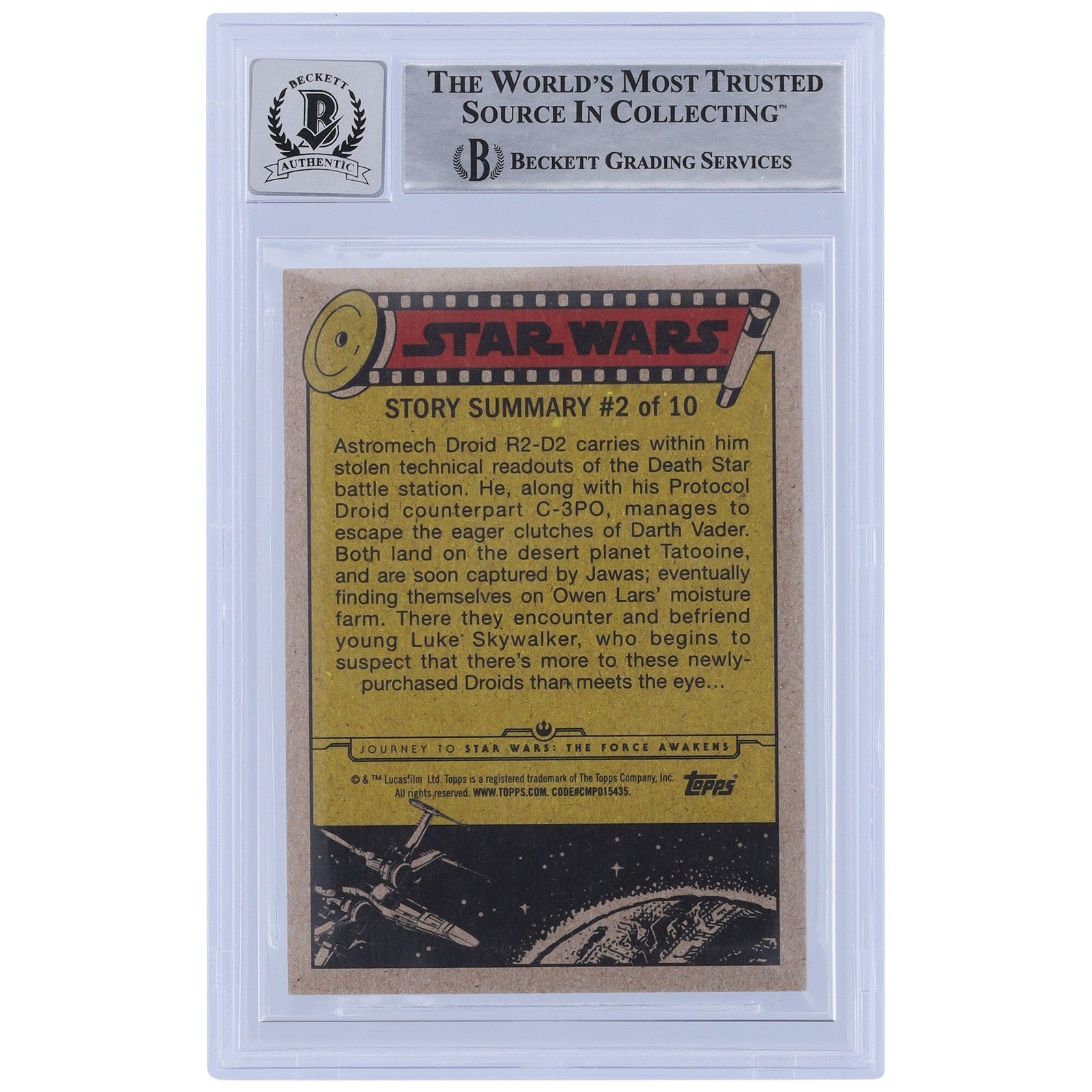Penny McCarthy Star Wars Autographed 2015 Topps Journey To The Force Awakens 22 BGS Authenticated 10 Card - The Ballers Bank