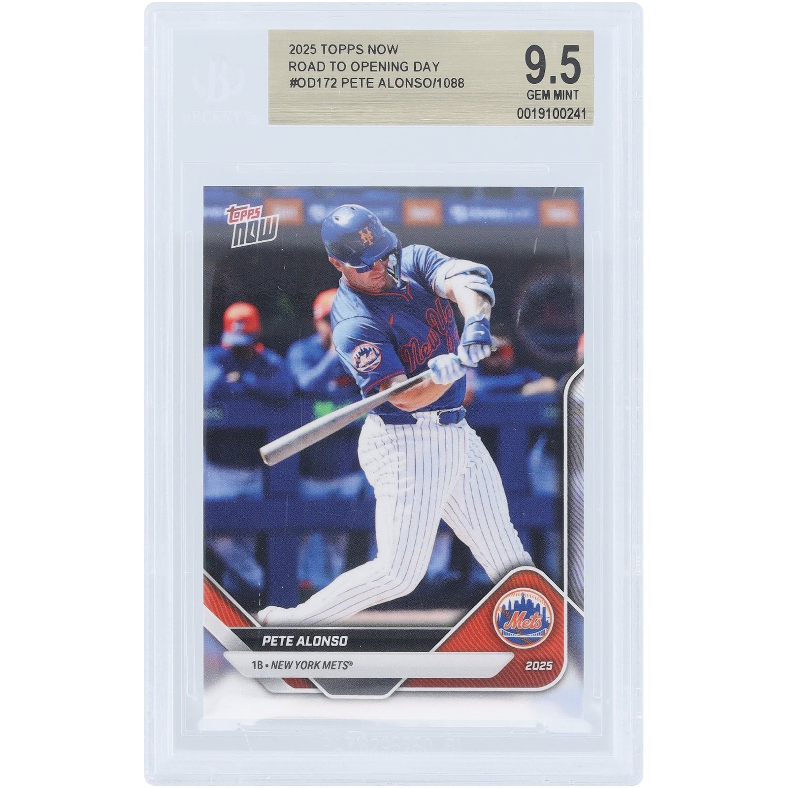 Pete Alonso New York Mets 2025 Topps Now Road to Opening Day OD - 172 BGS Authenticated 9.5 Card - The Ballers Bank
