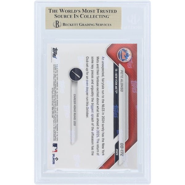 Pete Alonso New York Mets 2025 Topps Now Road to Opening Day OD - 172 BGS Authenticated 9.5 Card - The Ballers Bank